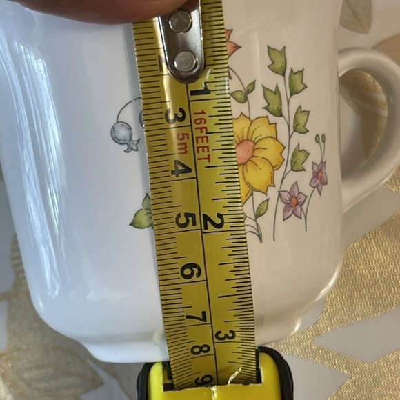 4 Vintage Corning Ware Corelle Spring Meadow Pattern Coffee Tea Cups Mugs 8 Oz - Picture 4 of 5